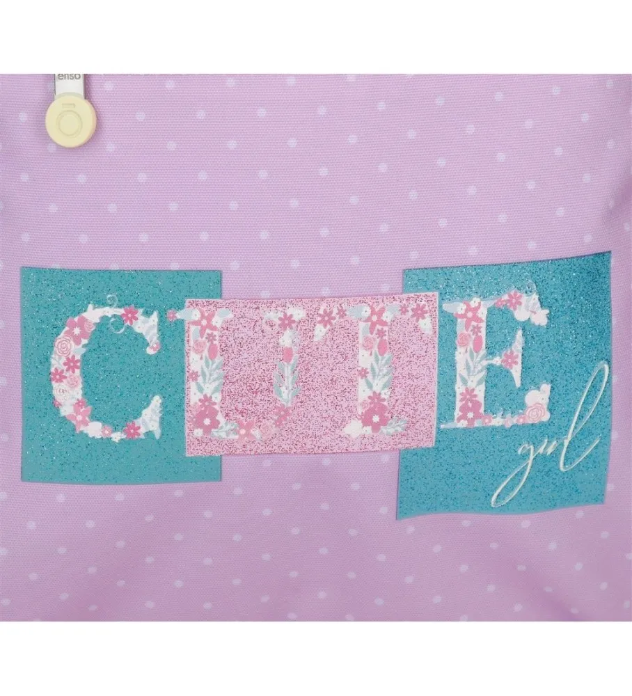 MOCHILA ENSO CUTE GIRL DOBLE COMPARTIMENTO LILA 32X44X17CM